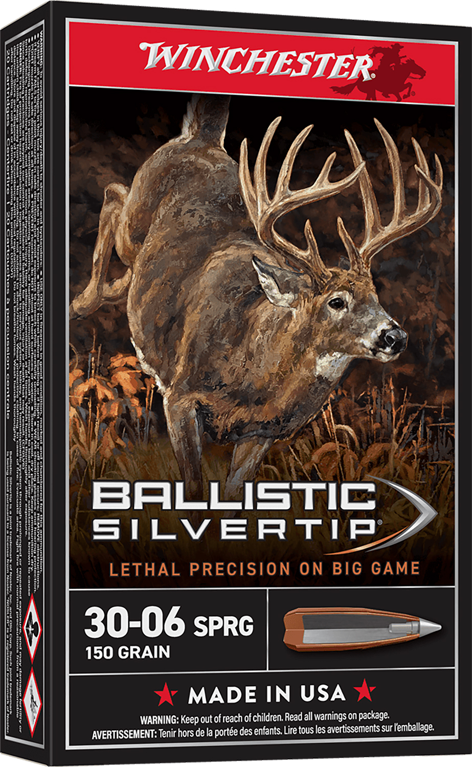 Winchester Ammo SBST3006 Ballistic Silvertip  30-06Springfield 150gr Rapid Controlled Expansion Polymer Tip 20 Per Box/10 Case