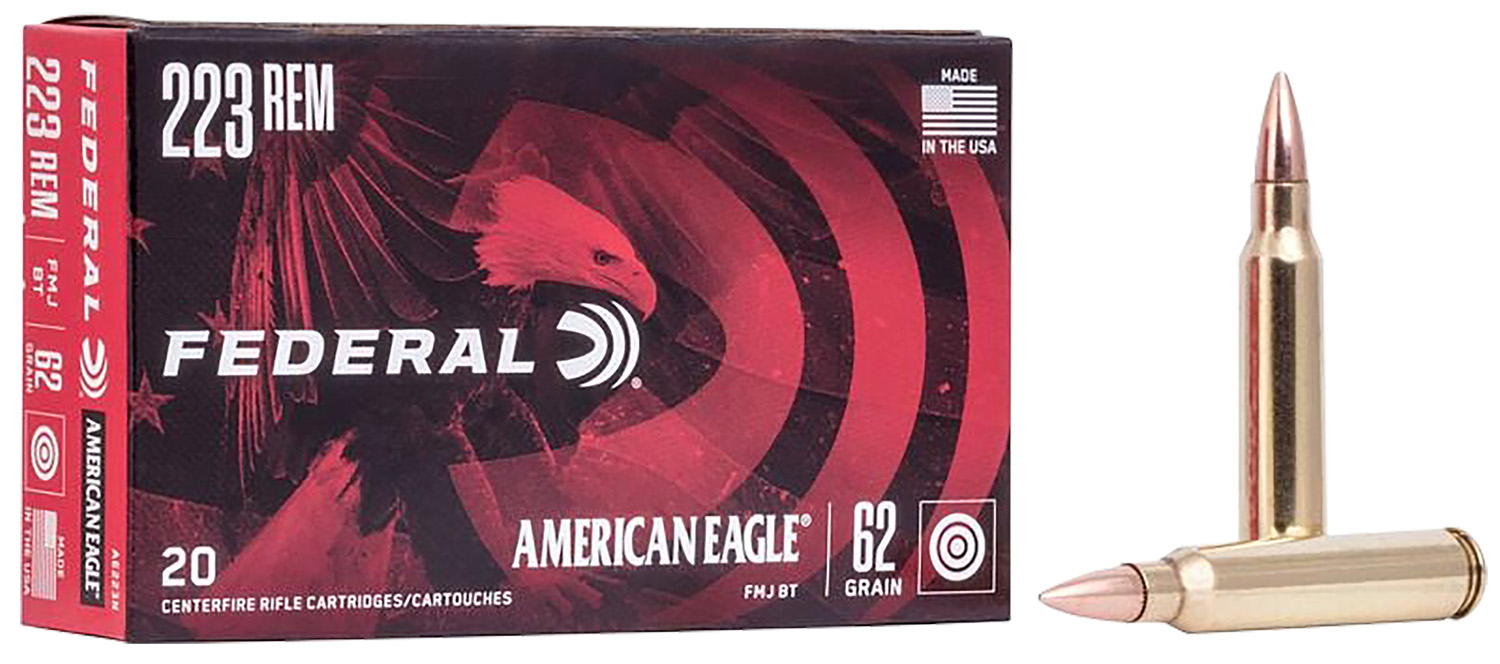 rican Eagle AE223N Full Metal Jacket Boat Tail 62 Grain .223 Remington 3020 Fps Ammo