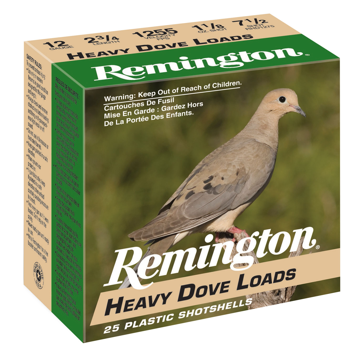 Remington Ammunition 28755 Heavy Dove Loads  12Gauge 2.75" 1 1/8oz 7.5Shot 25 Per Box/10 Case