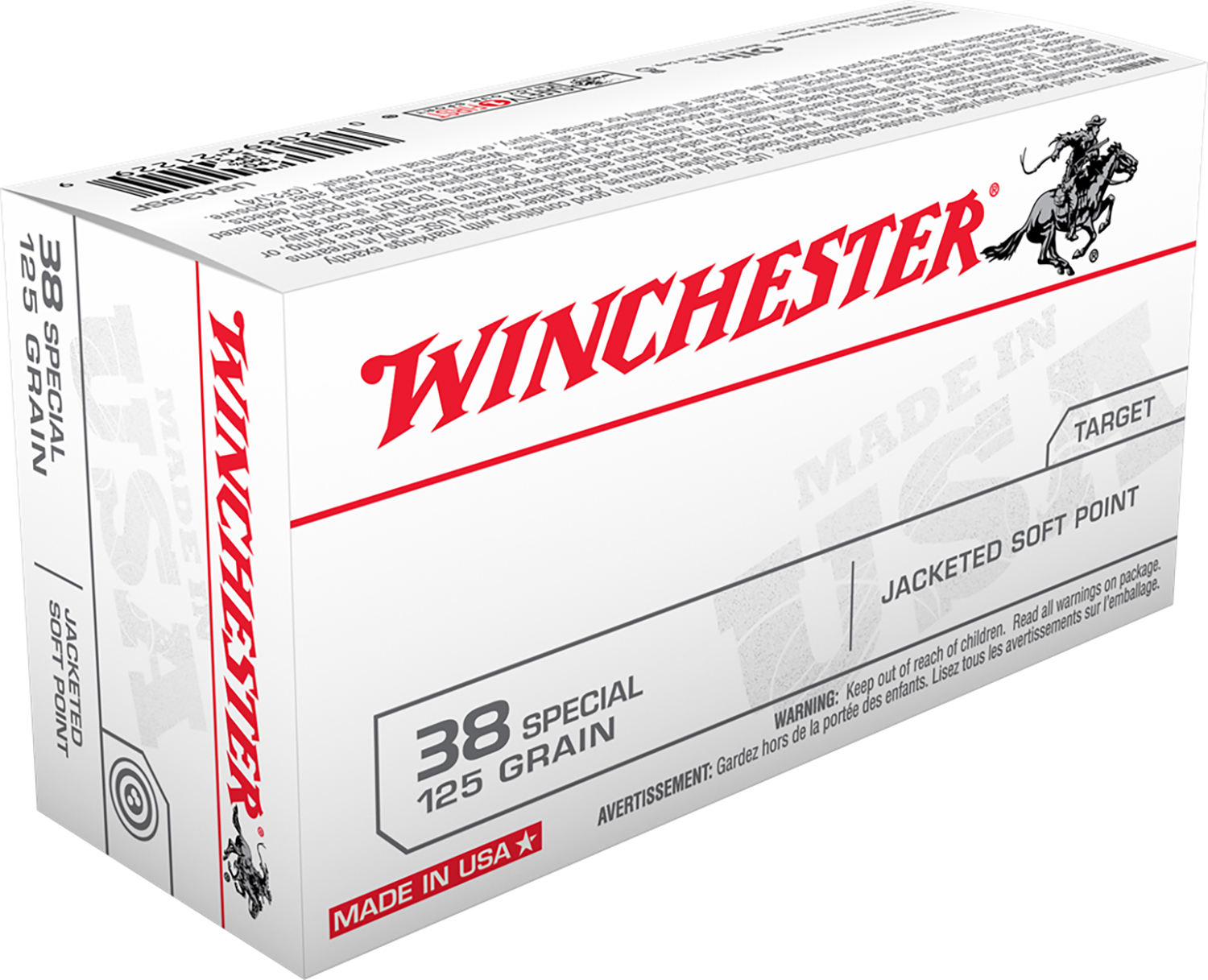 Winchester Ammo USA38SP USA Target 38 Special 125 gr Jacketed Soft Point (JSP) 50 Per Box/ 10 Cs