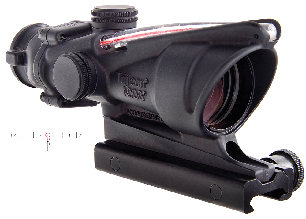 Trijicon 100220 ACOG Black Hardcoat Anodized 4x32mm Illuminated Red Hor...