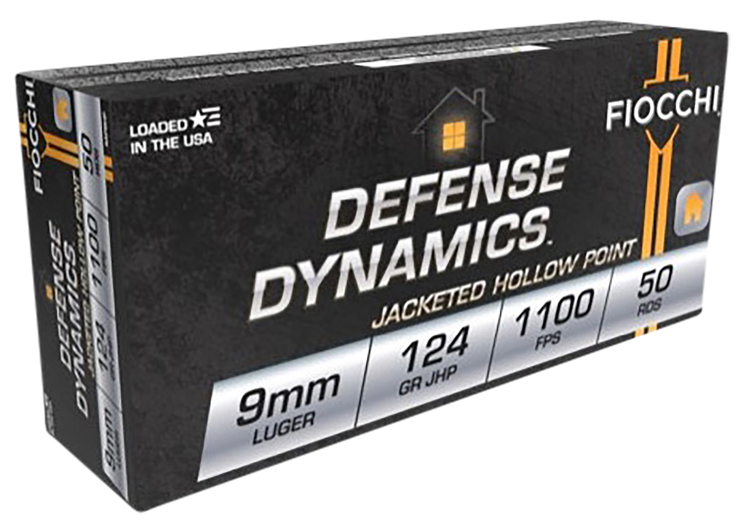 Fiocchi 9APBHP Defense Dynamics  9mm Luger 124 gr 1100 fps Jacketed Hollow Point (JHP) 50 Bx/20 Cs