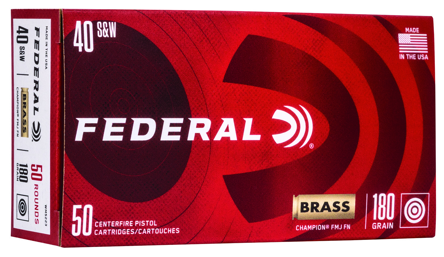 eral WM5223 Champion Training Full Metal Jacket 180 Grain .40 S&W 1000 Fps Ammo
