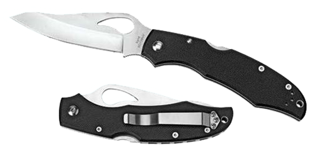Spyderco BY03PSBK2 Byrd Cara Cara 2 Lightweight 3.75 Folding Drop Point Part Serrated 8Cr13MoV SS Blade Black  Textured FRN Handle Includes Pocket Clip