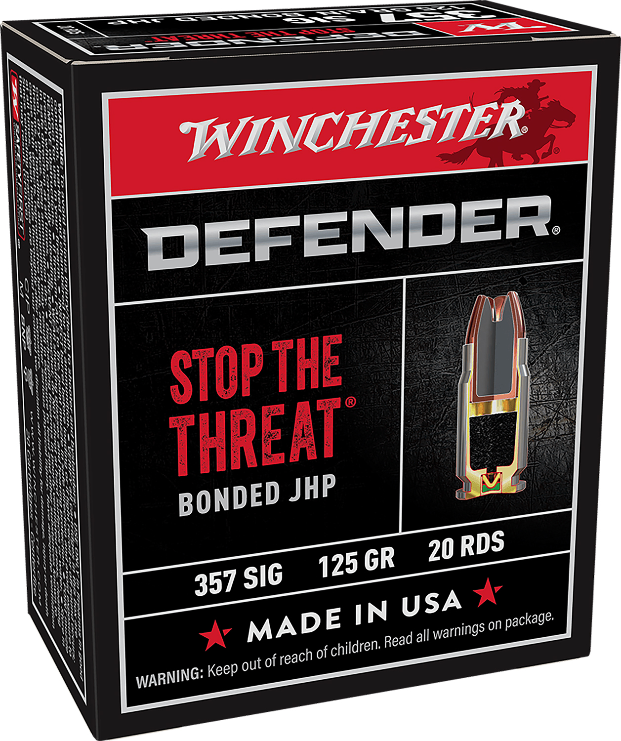 Winchester Ammo S357SPDB Defender Elite 357 Sig 125 gr Bonded Jacket Hollow Point 20 Per Box/ 10 Cs