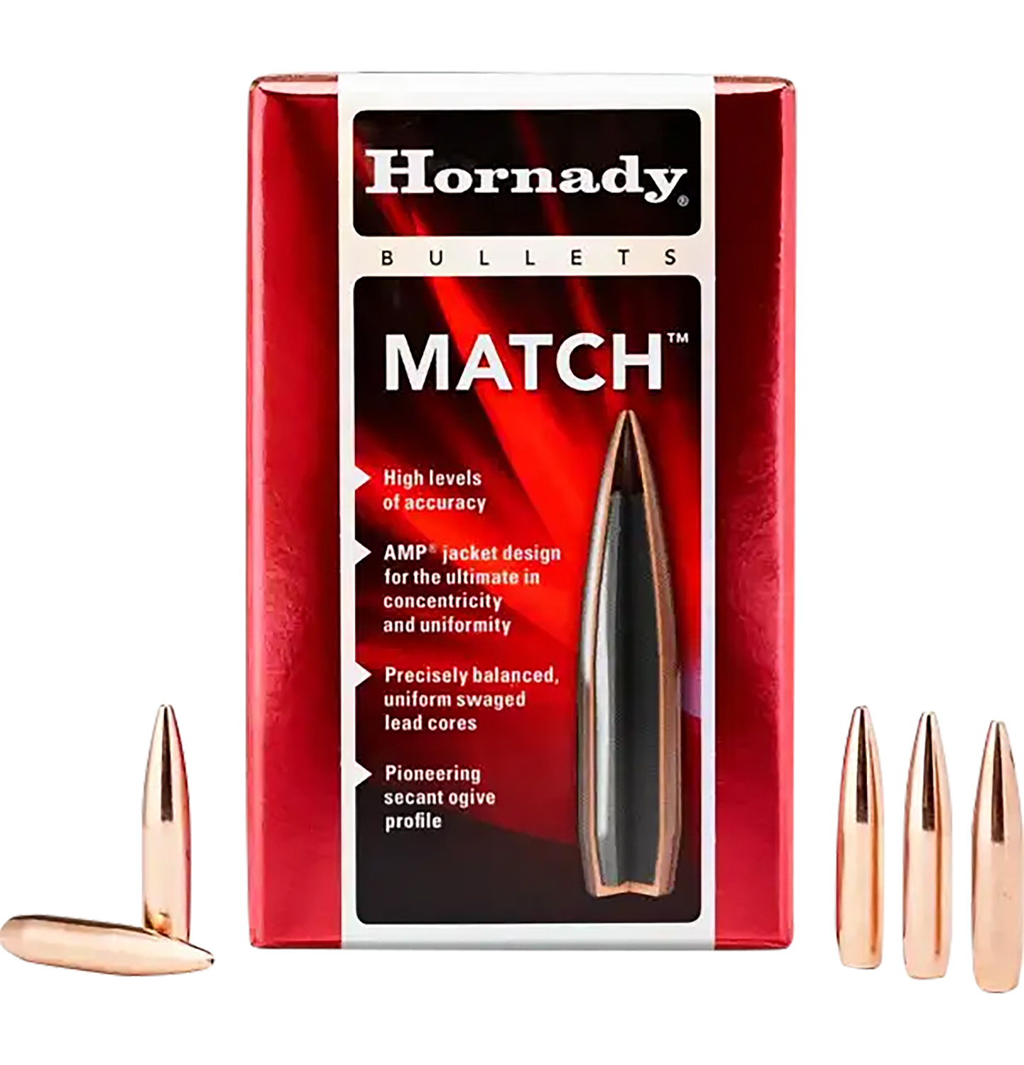 Hornady Match .264 Diameter 6.5MM 140 Grain Boat Tail HP 100 Count - Hornady - 264 Caliber