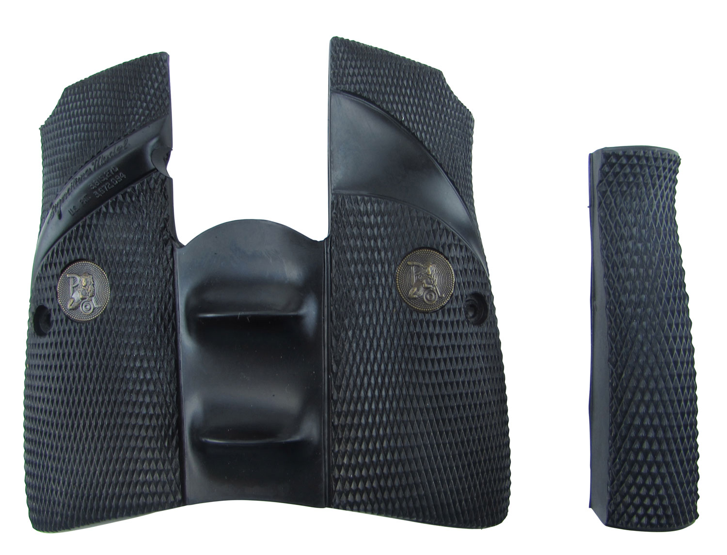 Pachmayr Browning Hi Power Signature Grip - Checkered Black Rubber with Backstrap & Finger Grooves