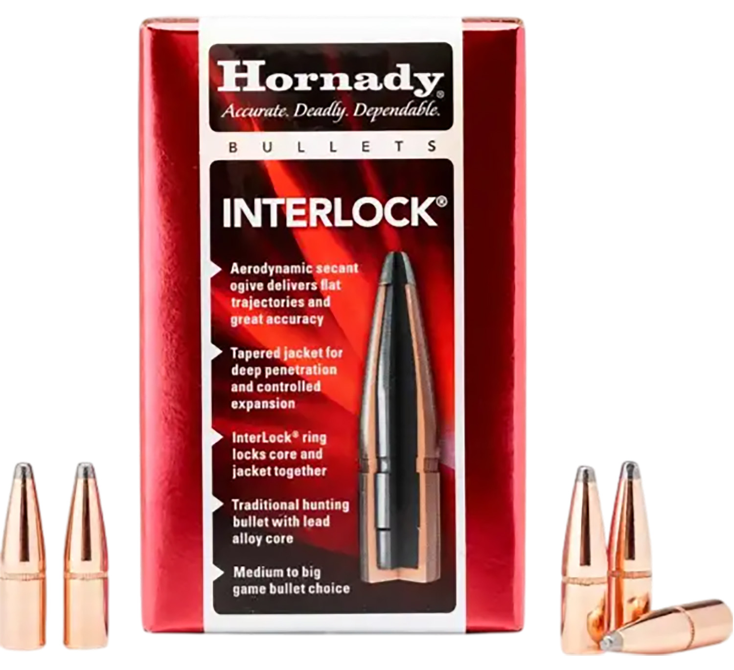 Hornady 2640 InterLock Hunting 6.5mm .264 160 gr Round Nose (RN)