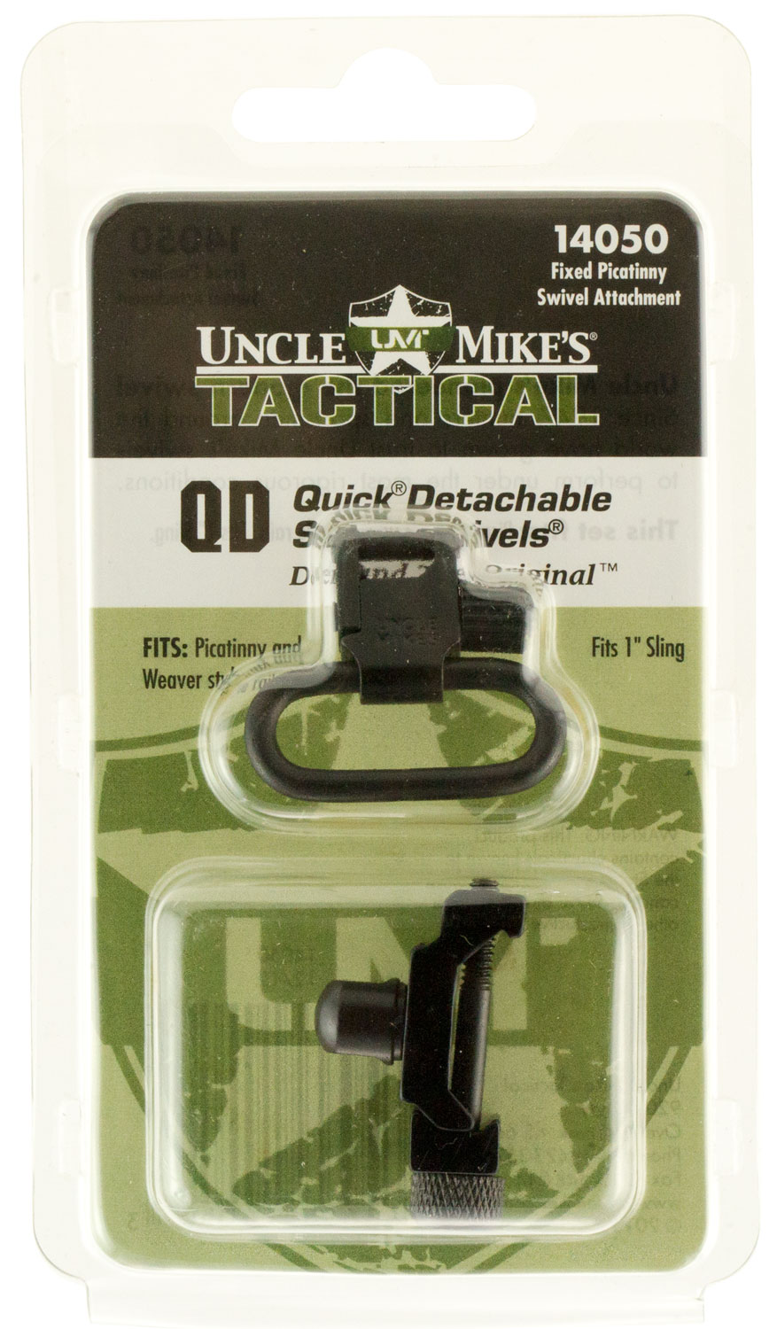 Uncle Mike's 14050 Super Swivel  Quick Detach w/Fixed Picatinny Swivel Attachment Blued 1 Loop