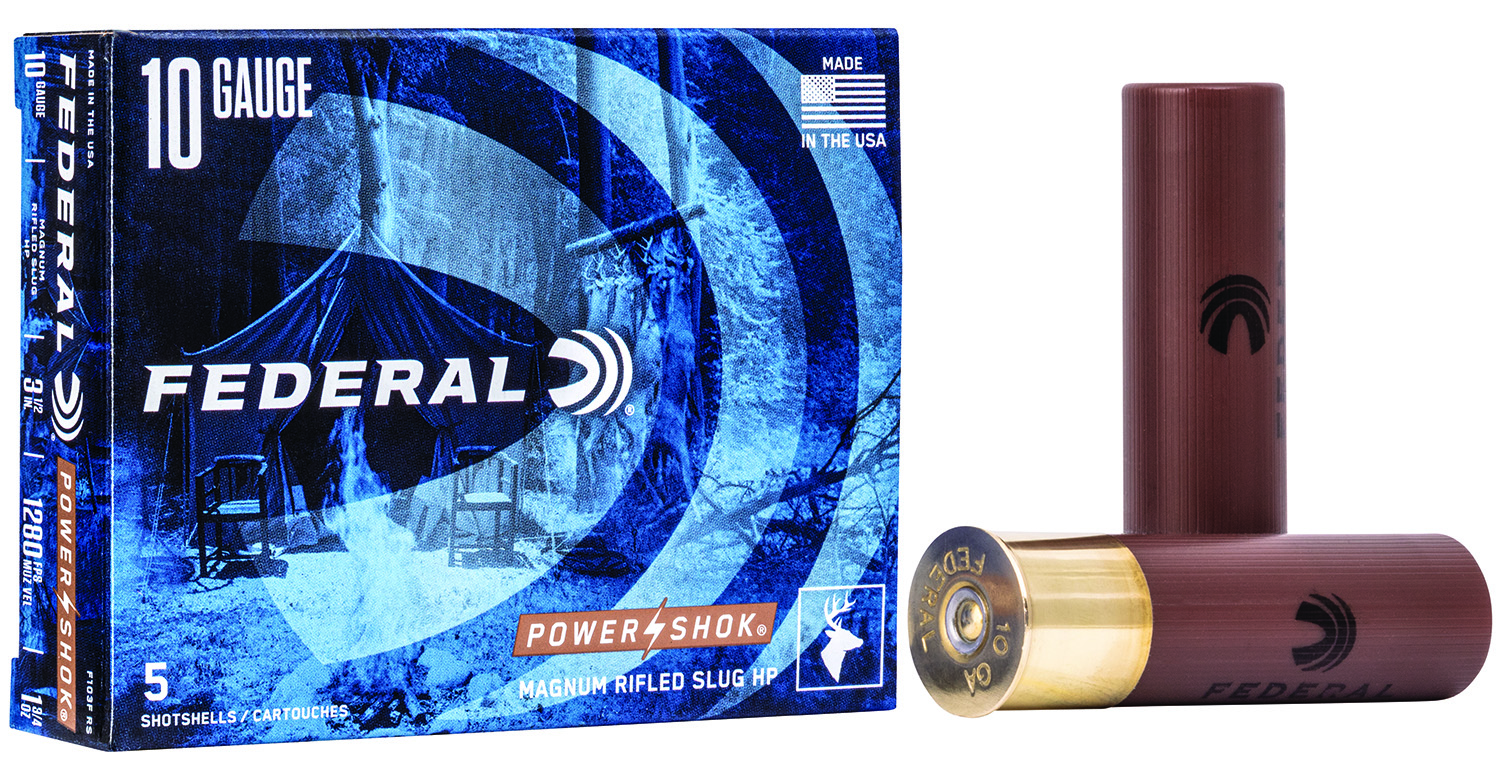 Federal F103FRS Power-Shok Shotshell 10Gauge 3.50 1 3/4oz RifledSlug Shot 5 Per Box/50 Case