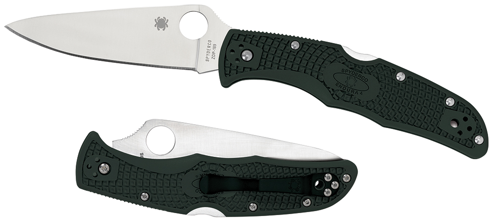 Spyderco Endura 4 Lightweight 3.75" Folding Knife, Green FRN Handle, VG-10 Stainless Steel Blade, C10FPGR