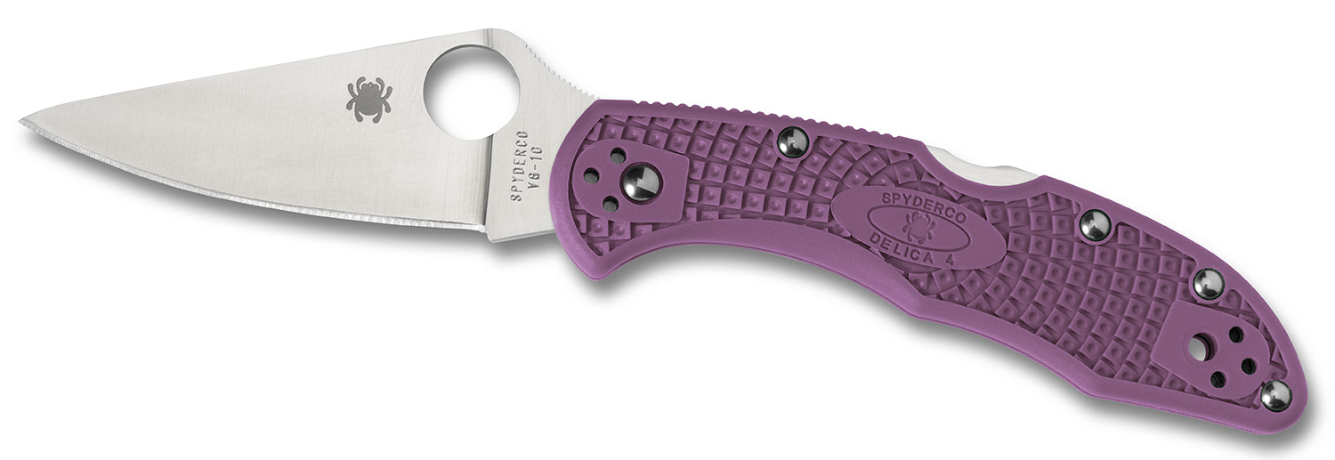 Spyderco Delica 4 Lightweight Folding Knife Purple FRN Handle Flat Ground FE Blade