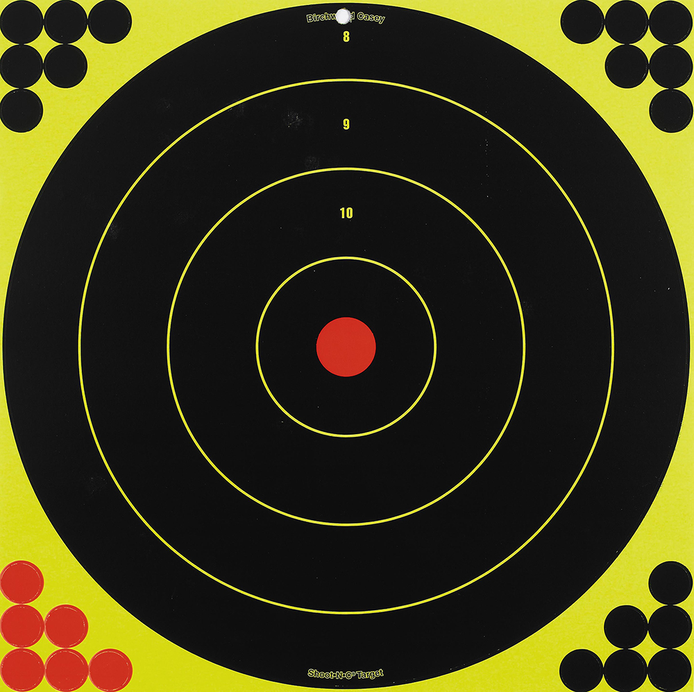 Birchwood Casey 34185 Shoot-N-C Reactive Target Self-Adhesive Paper Black/Yellow/Red 17.25 Bullseye 5 Pack
