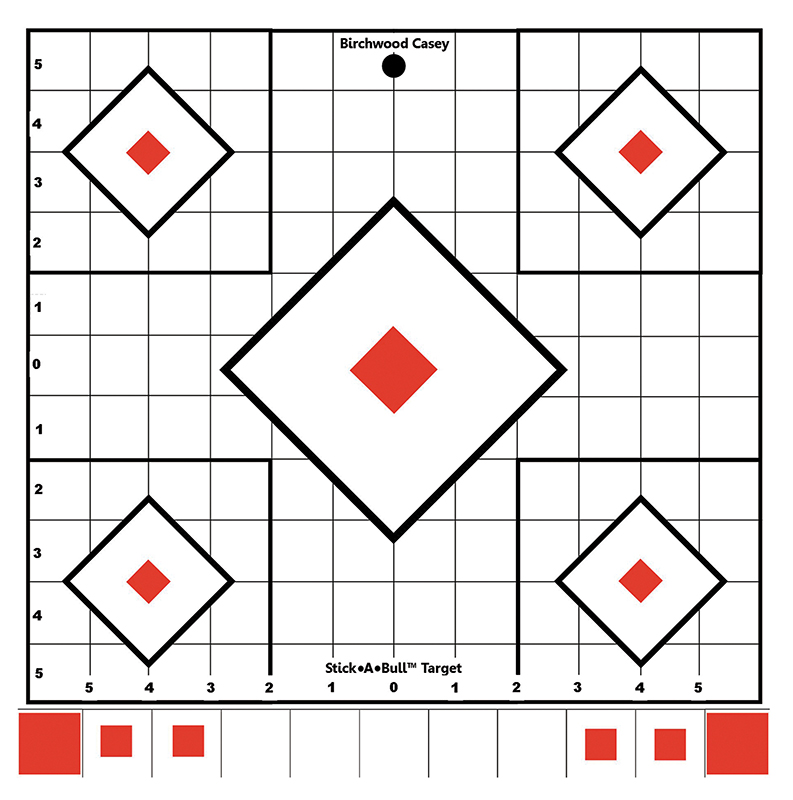 Birchwood Casey 33922 Stick-A-Bull Sight-In Self-Adhesive Paper White/Red 12 5-Diamond 5 Pack