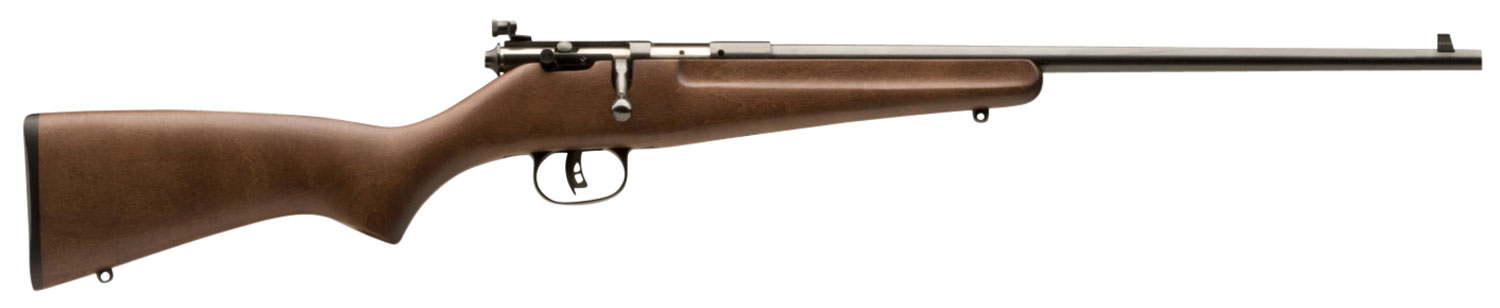 Savage Arms 13815 Rascal  Youth 22 LR 1rd 16.13" Matte Black Sporter Barrel, Matte Black Carbon Steel Receiver, Satin Brown Fixed Wood Stock, Right Hand