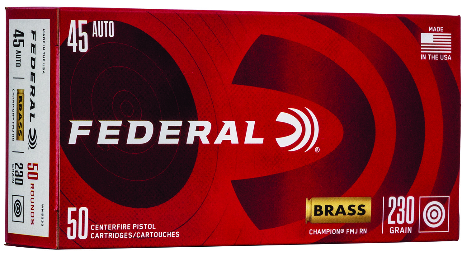 Federal WM5233 Champion Training 45ACP 230gr Full Metal Jacket 50 Per Box/20 Case