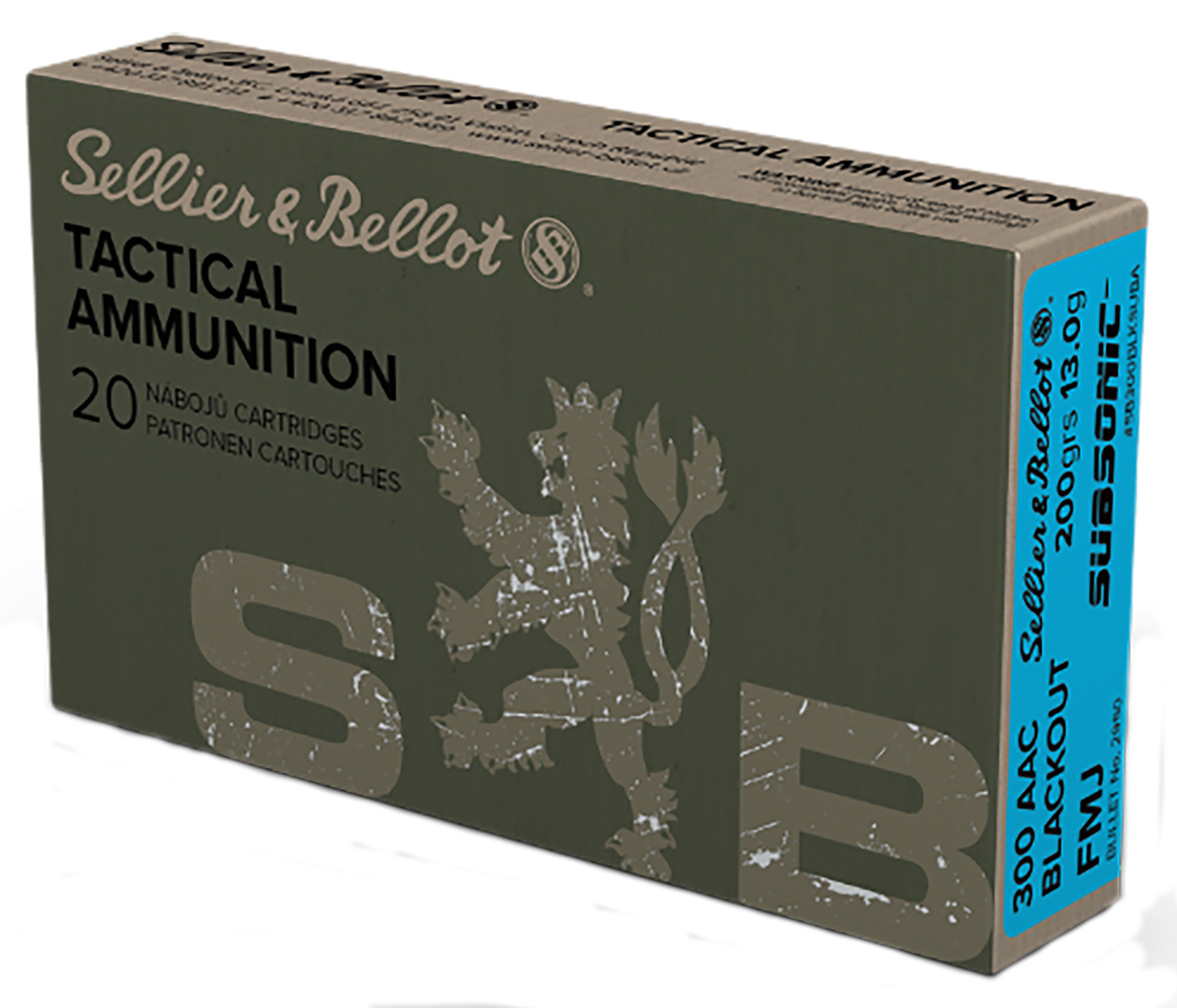 Sellier & Bellot SB300BLKSUBA Rifle  300Blackout 200gr Full Metal Jacket Subsonic 20 Per Box/50 Case