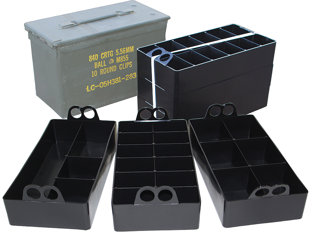 MTM ACO Ammo Can Organizer Black Polypropylene 3 Trays 50 Caliber
