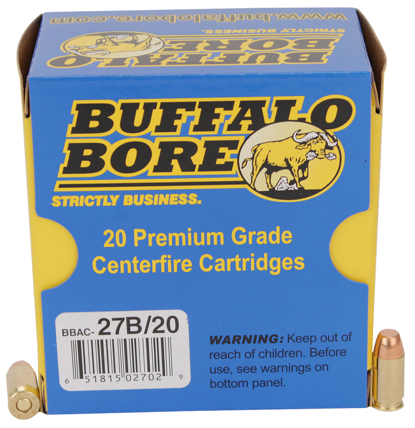 Buffalo Bore 27B20 .380 ACP +P 95gr FMJ Flat Nose Ammo 20 Rounds