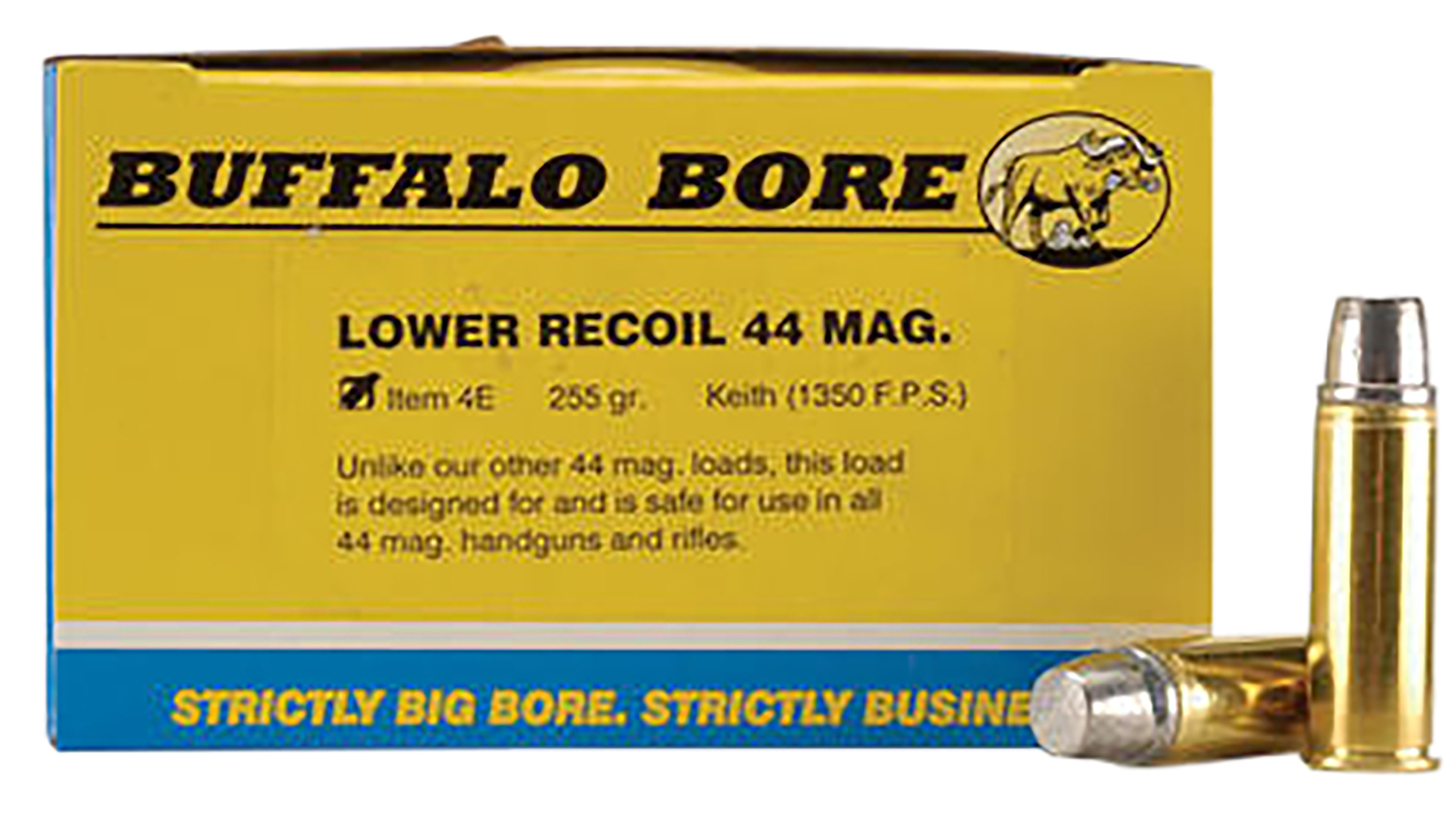 Buffalo Bore 4E20 .44 Rem Mag 255gr Hard Cast Low Recoil Ammo 20 Rounds