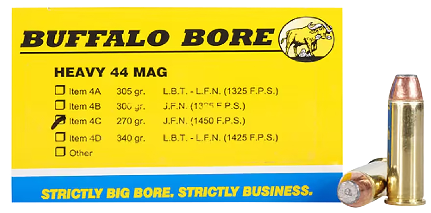 Buffalo Bore 4C20 44 Rem Mag 270gr Semi-Jacketed Flat Point Ammo 20/Box