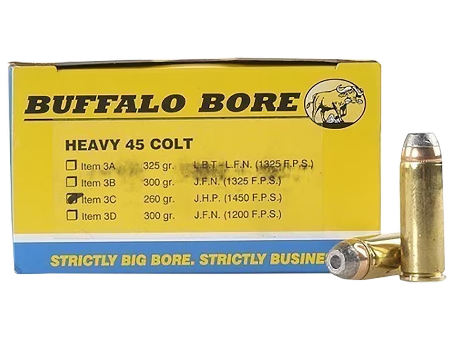 Buffalo Bore 3C20 Heavy 45 Colt +P 260gr JHP Ammo 20 Rounds