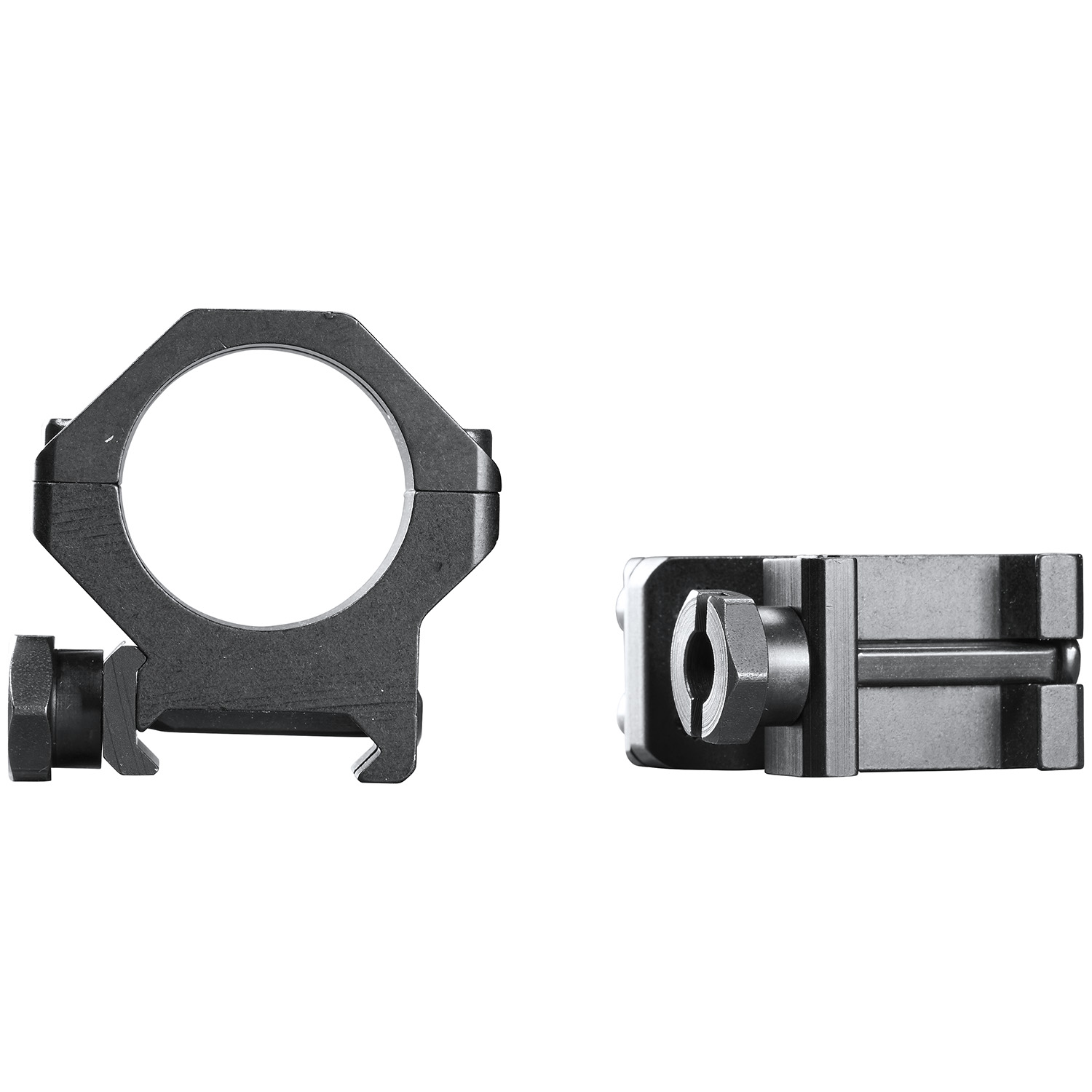 Weaver Skeleton Rings 1 Inch Medium – Proven Four-Hole Tactical Scope Rings, Matte Black 7 Weaver four-hole skeleton tactical ring angle view