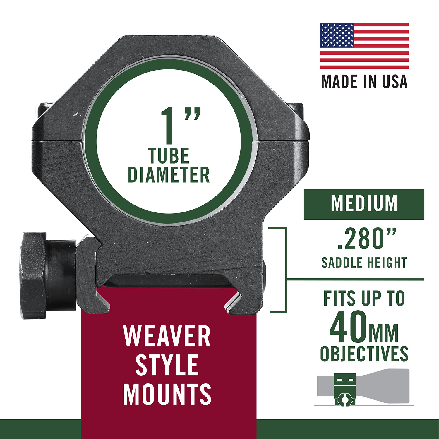 Weaver Skeleton Rings 1 Inch Medium – Proven Four-Hole Tactical Scope Rings, Matte Black 4 Weaver Skeleton Rings 1 Inch Medium – Proven Four-Hole Tactical Scope Rings, Matte Black - Image 4