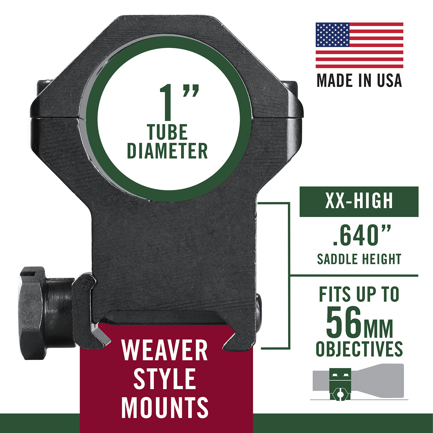 Weaver Four-Hole Skeleton 48363 – Superb 1" Scope Rings 6 Weaver Four-Hole Skeleton 48363 additional view