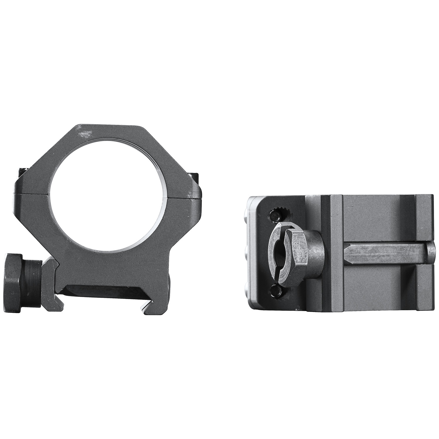 Weaver Picatinny Rings 1 Inch Medium – Superb Six-Hole Tactical Scope Rings, Matte Black 7 Weaver six-hole Picatinny ring angle view
