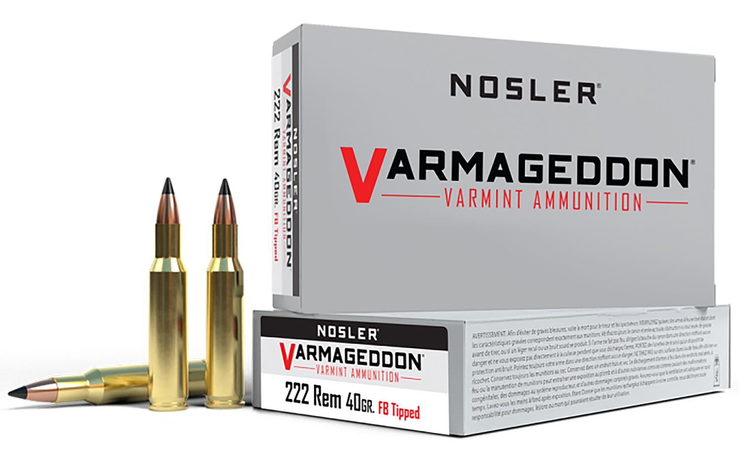 Nosler Varmageddon 65135 222 Rem 40 Grain Tipped Flat Base 20 Rounds