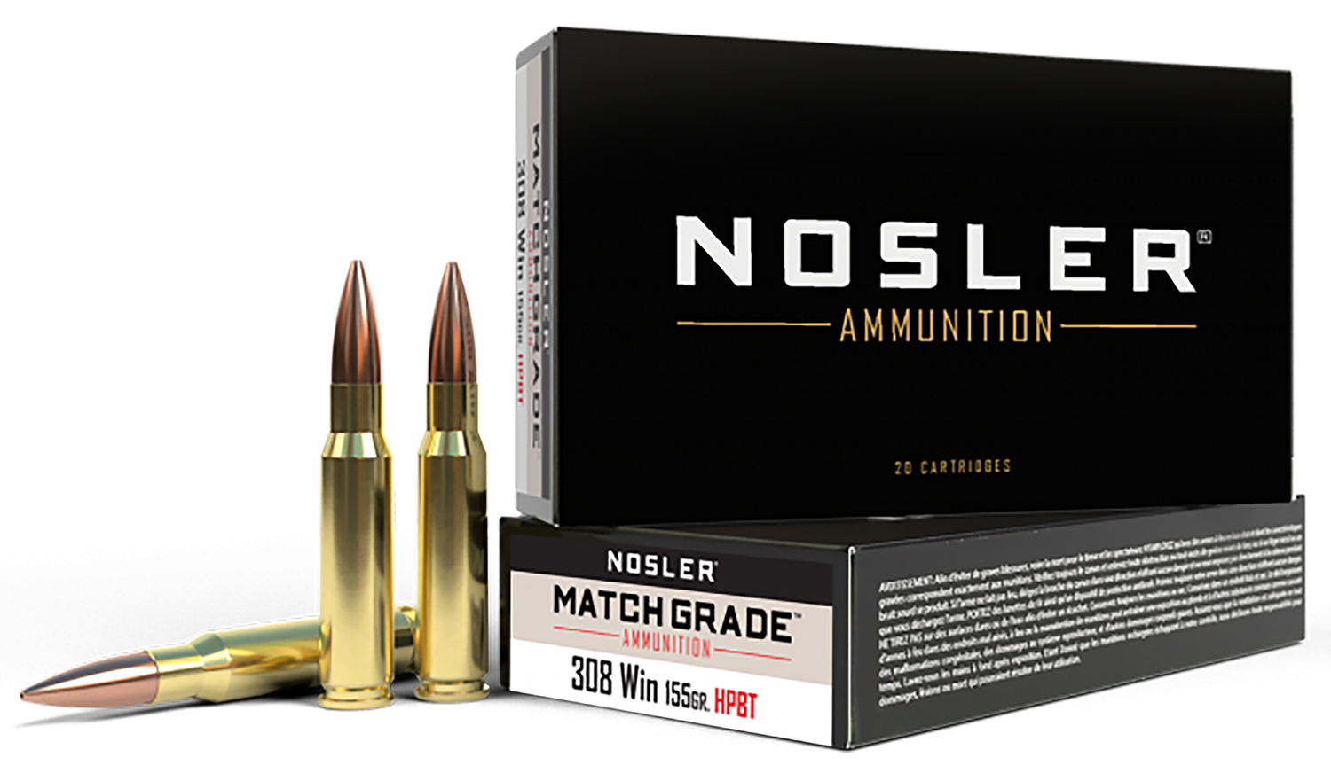 Nosler Match Grade 308 Win 155 gr CC HPBT 20 rd Brass Cased Ammo