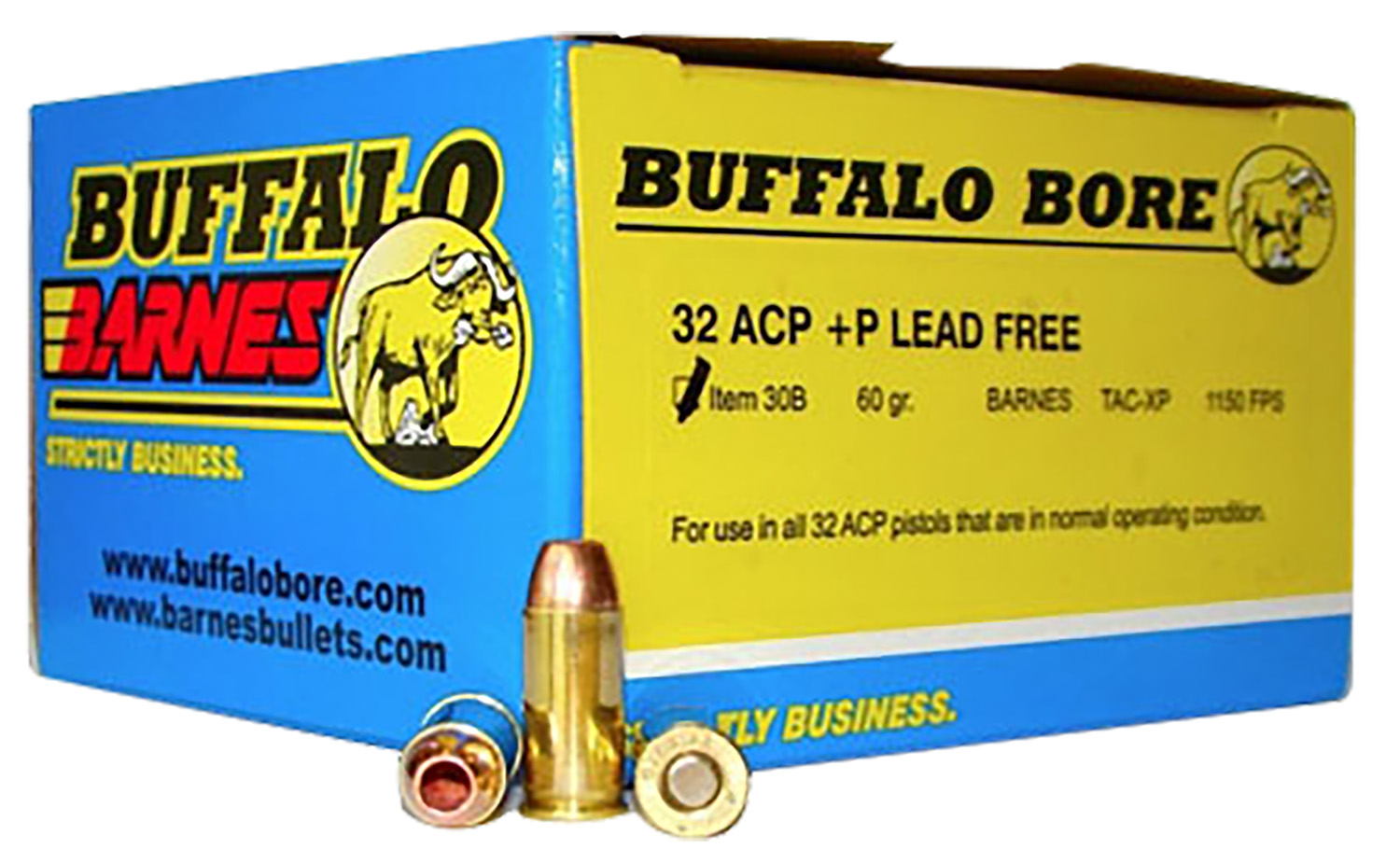 Buffalo Bore 30B20 32ACP +P 60gr Barnes TAC-XP Lead-Free Ammo 20/Box