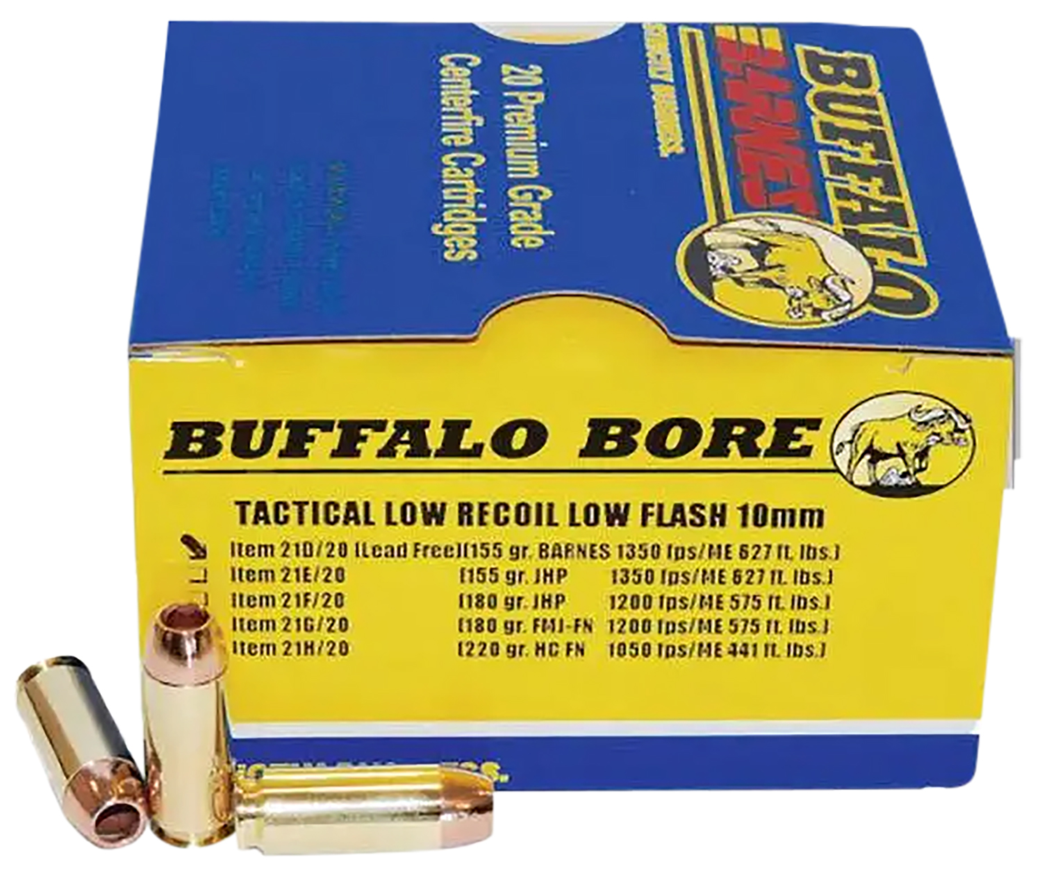 Buffalo Bore 21D20 10mm Auto 155gr Barnes TAC-XP Lead-Free Ammo 20/Box