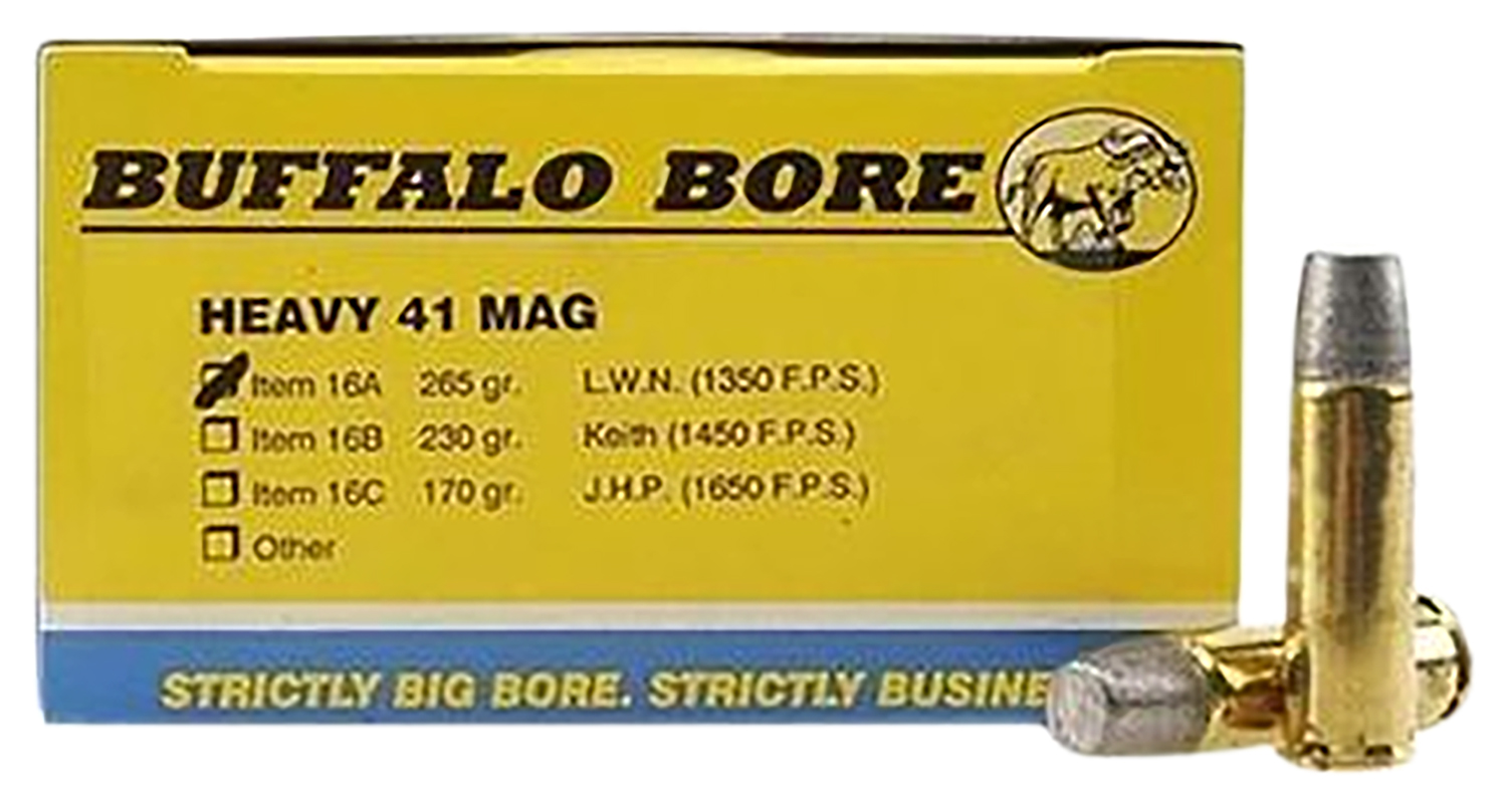 Buffalo Bore 16A20 .41 Rem Mag 265gr Hard Cast Ammo 20 Rounds - BBA - HARD CAST LEAD