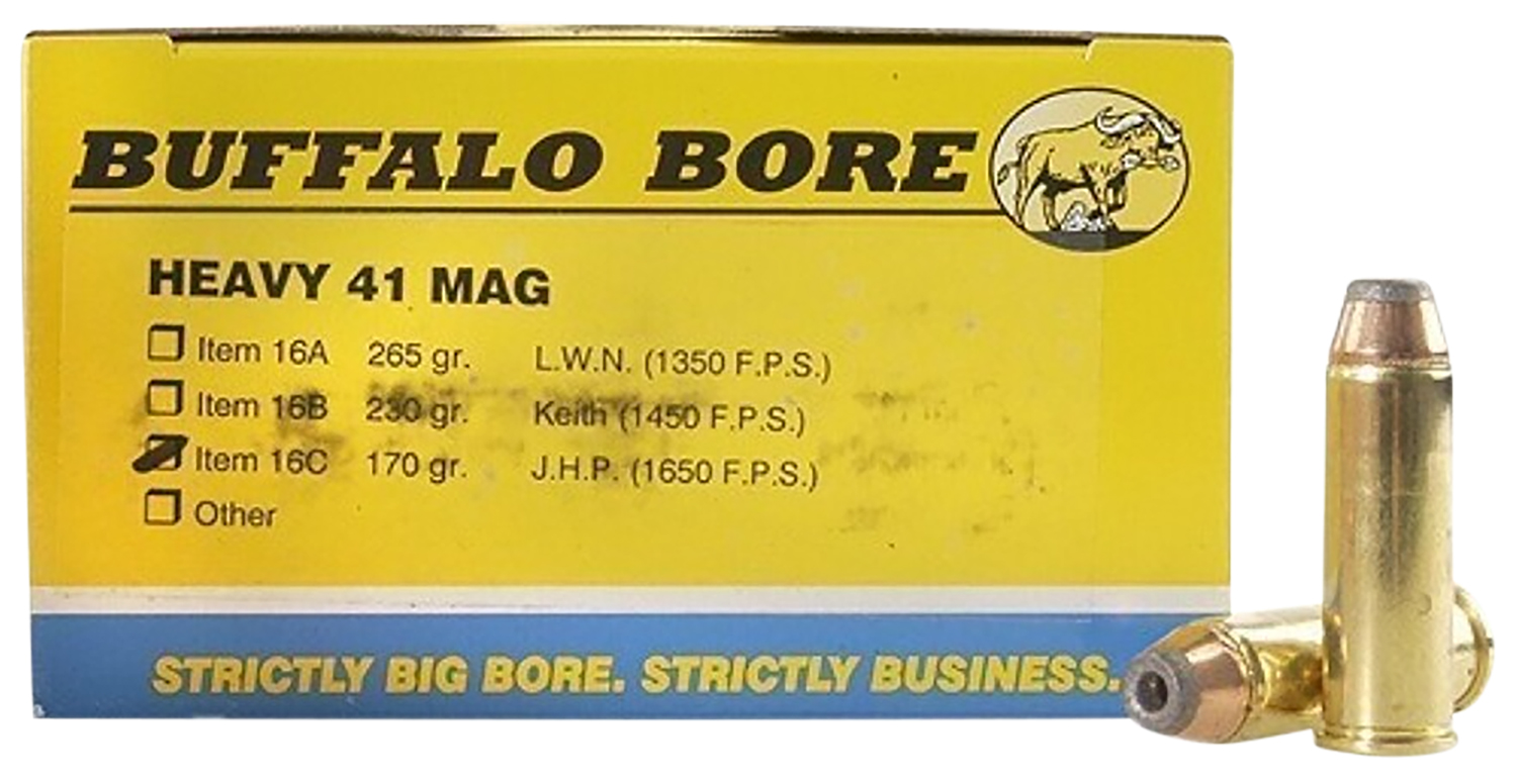 Buffalo Bore 16C20 41 Rem Mag 170gr JHP Ammo 20/Box - BBA - JACKETED HOLLOW POINT