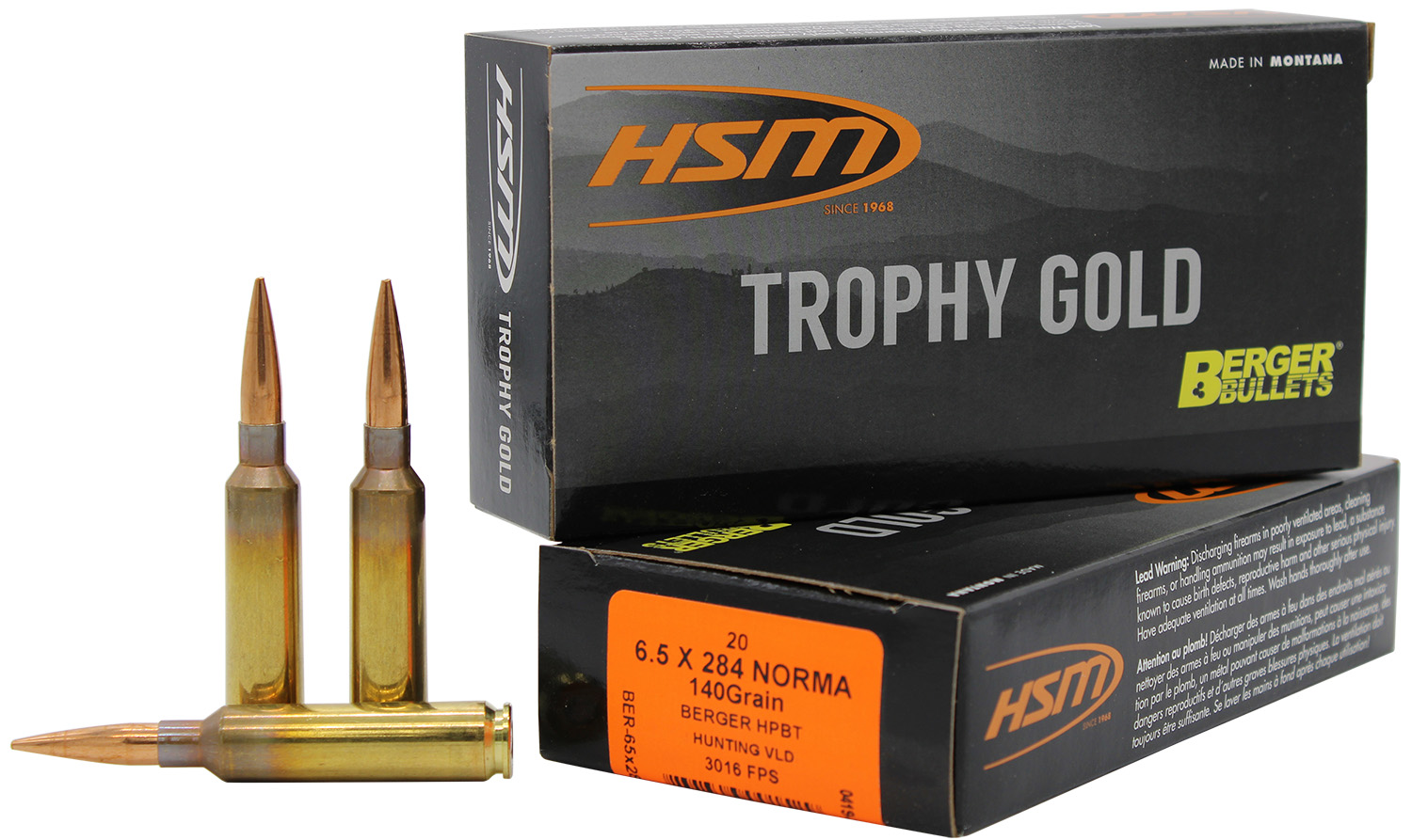 HSM 65X284140VLD Trophy Gold Extended Range 6.5x284 Norma 140 gr Berger ...