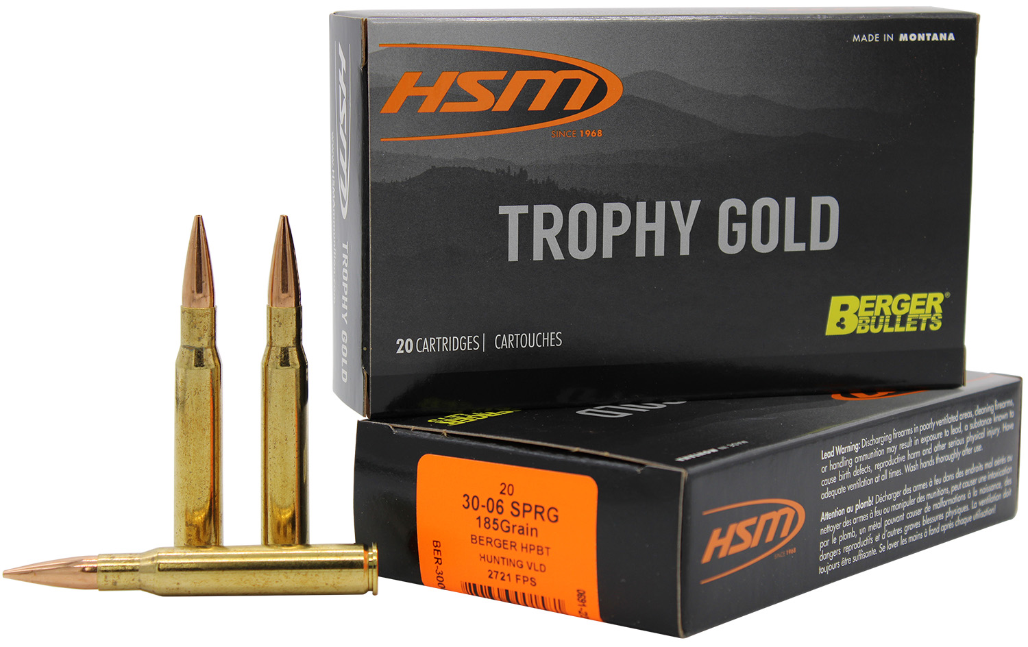 HSM 3006185VLD Trophy Gold 30-06 Springfield 185gr VLD 20 Rounds