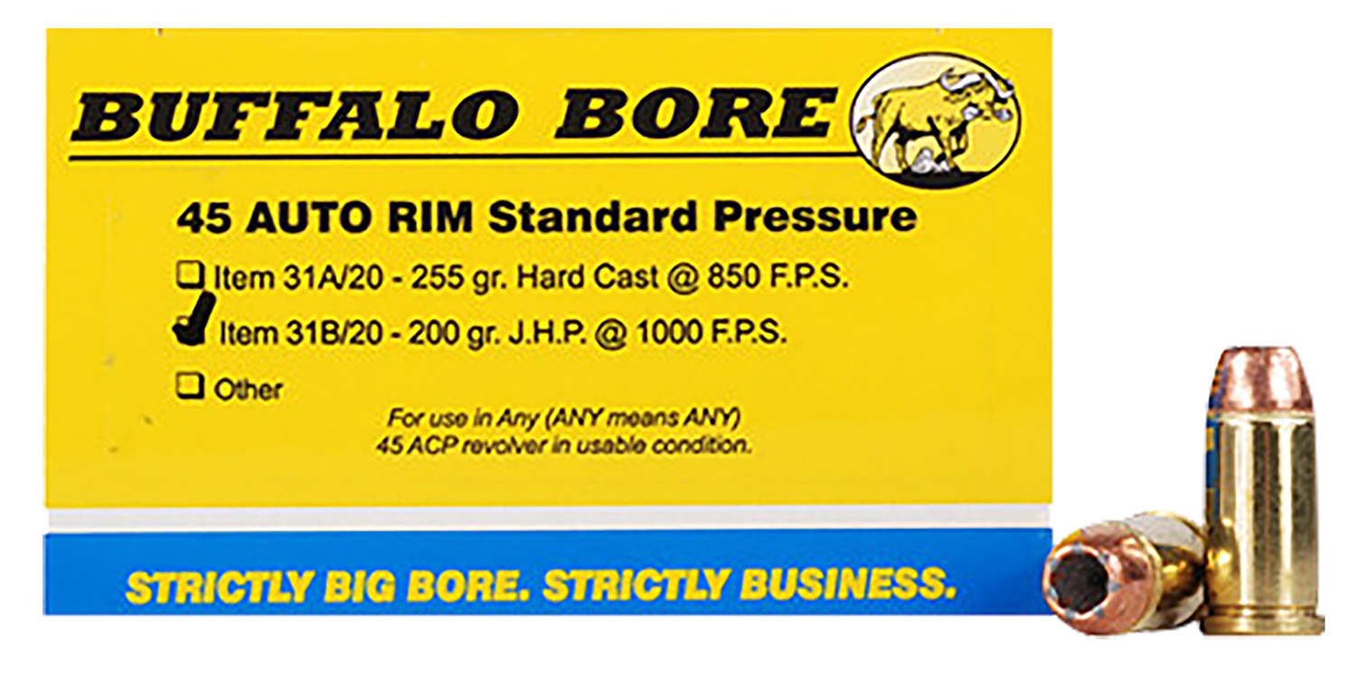 Buffalo Bore 31B20 45 Auto Rim 200gr JHP Ammo 20 Rounds
