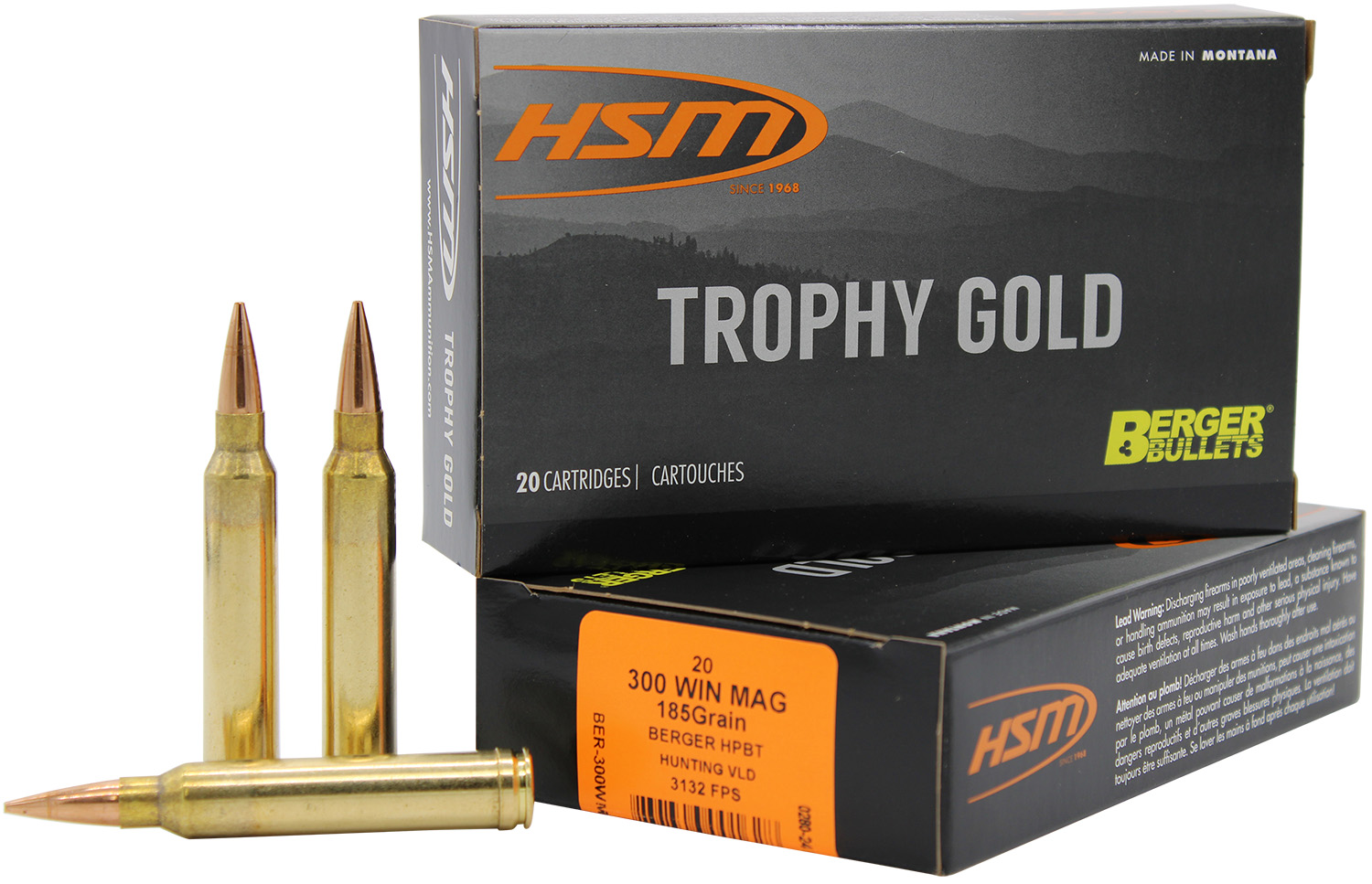 HSM 300WM185VLD Trophy Gold Extended Range 300 Win Mag 185 gr Berger... - HSM Ammunition - .300 WINCHESTER MAGNUM for sale at TheGunDock