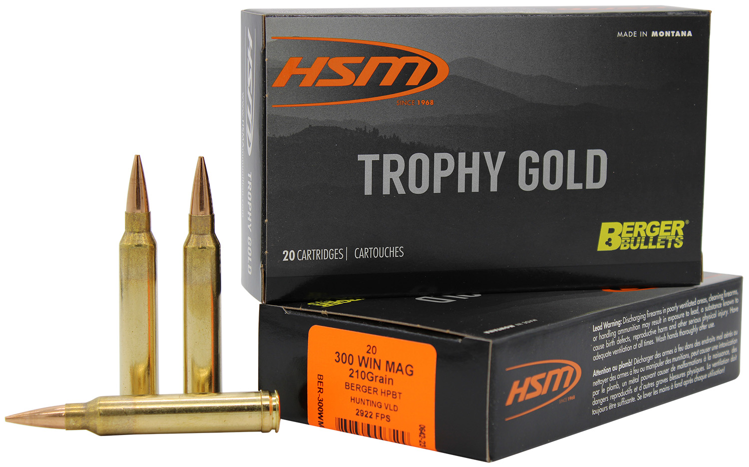 HSM Trophy Gold .300 Win Mag 210Gr BTHP 20rd Box Rifle Ammo (BER300WM210V)