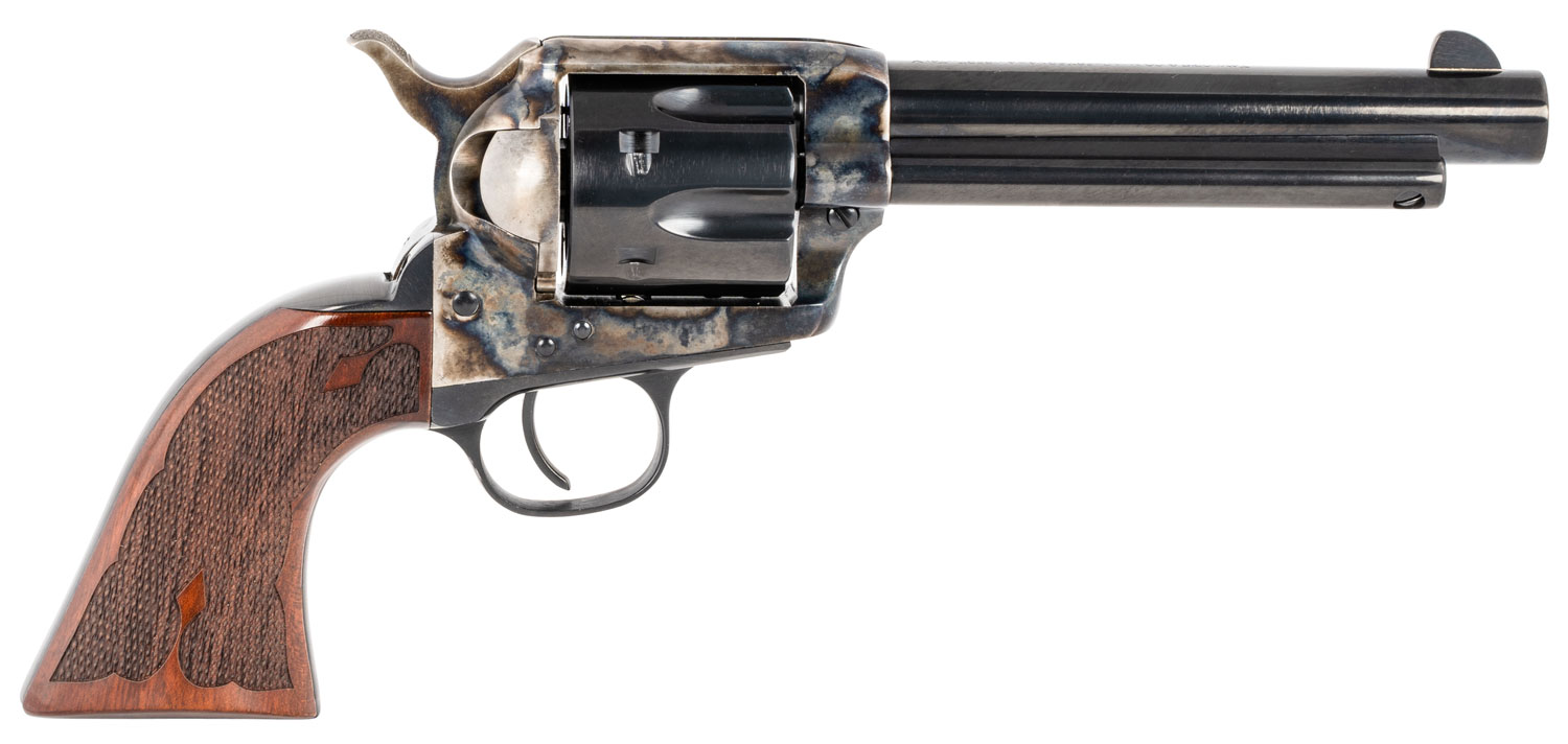 Taylors & Company 555129 Gambler  357 Mag Caliber with 5.50 Blued Finish Barrel, 6rd Capacity Blued Finish Cylinder, Color Case Hardened Finish Steel Frame & Checkered Walnut Grip
