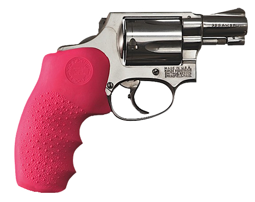 Hogue 60007 OverMolded Monogrip Pink Rubber Grip for S&W J Frame Round Butt