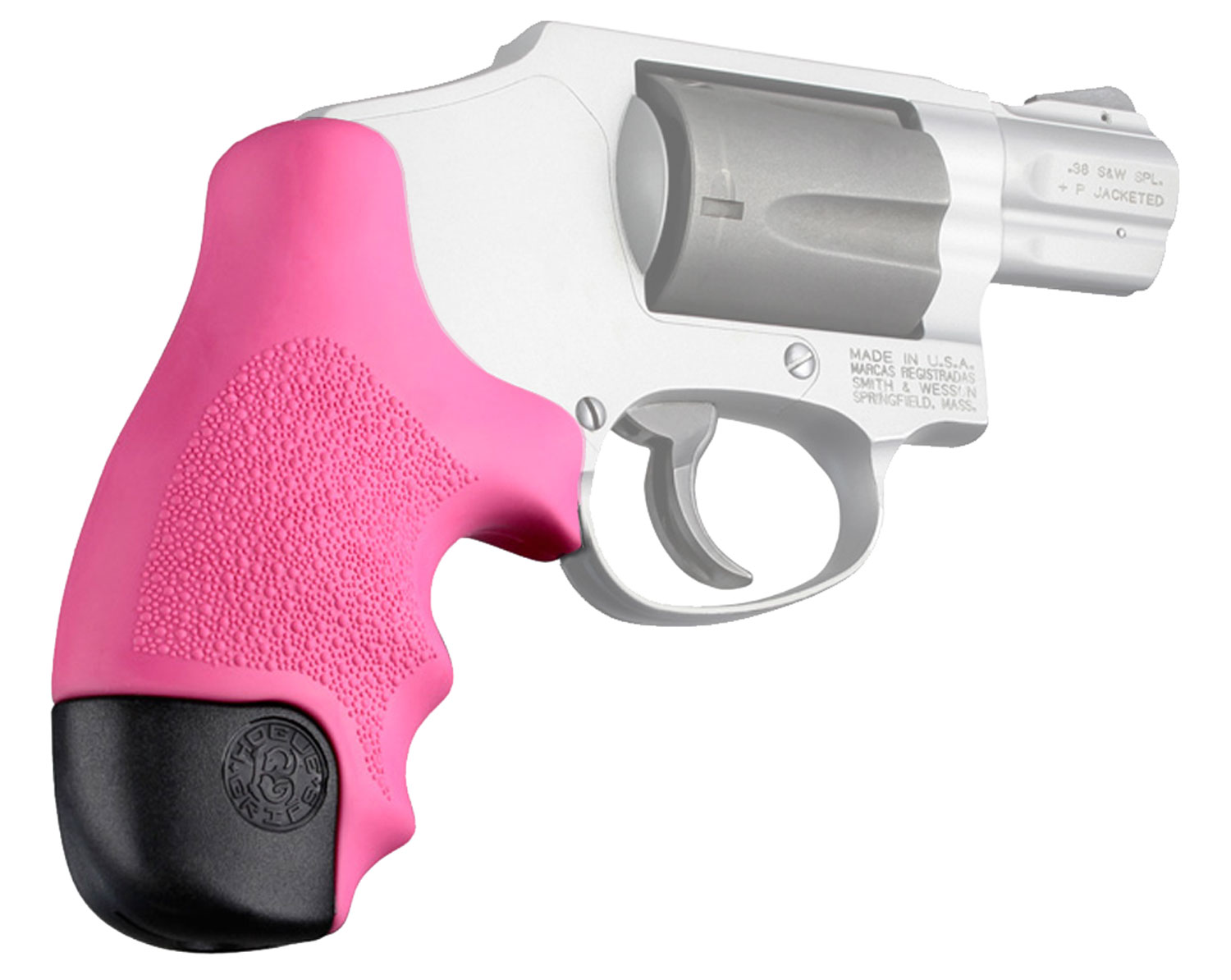 Hogue 60027 OverMolded Tamer Pink Rubber Grip for S&W J Frame Centennial