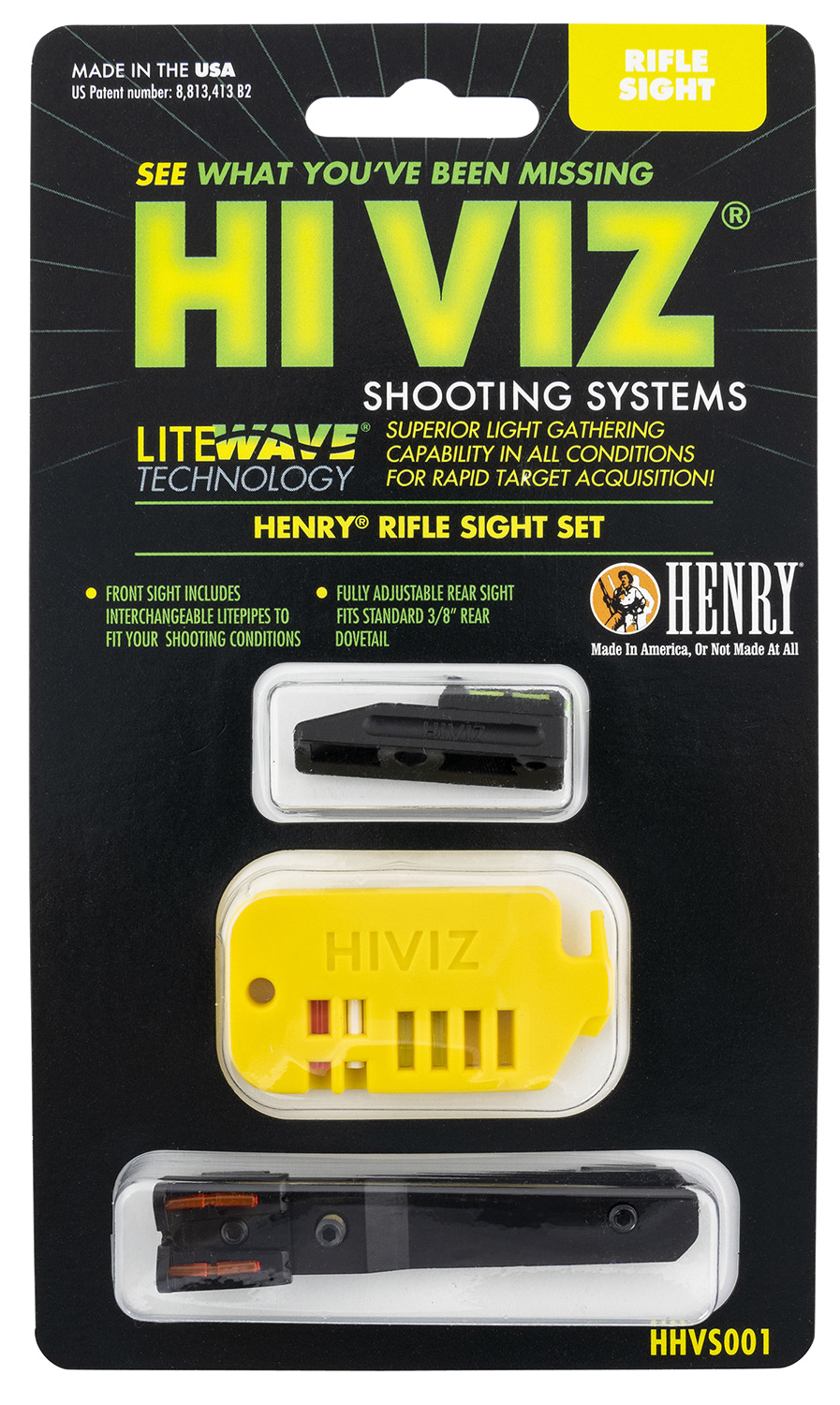 HiViz HHVS001 Henry .22 LR Interchangeable Front Sight Set Black Green-img-0