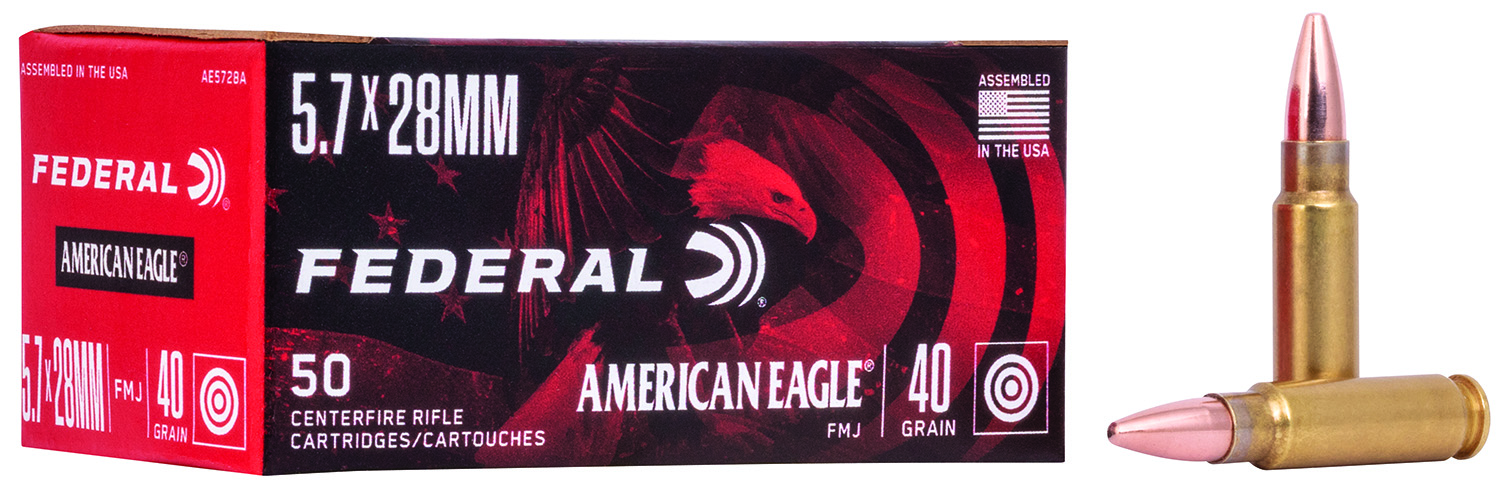 Federal AE5728A American Eagle Handgun 5.7x28mm 40 gr Full Metal Jacket (FMJ) 50 Per Box/ 10 Cs