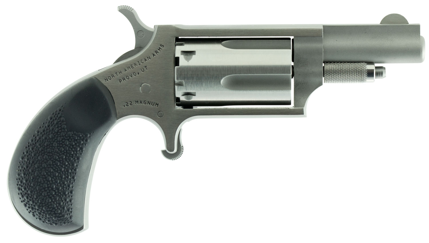 North American Arms 22MGRC Mini-Revolver  22 WMR 5rd 1.63 Barrel, Stainless Steel Barrel/Cylinder/Frame, Exclusive Black Pebbled Rubber Grip