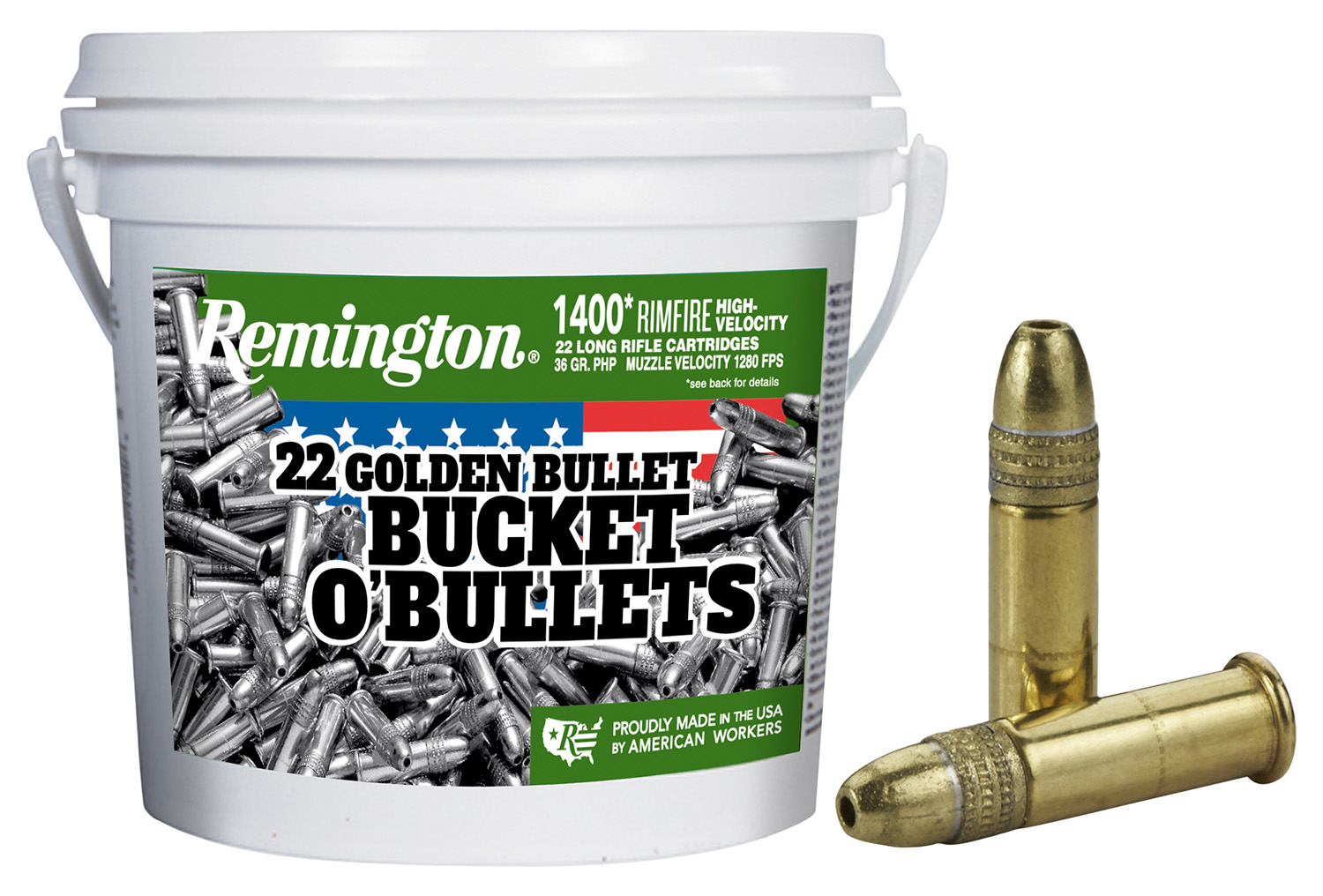 Remington 21231 Golden Bullet 22LR 36gr HP 1400 Rounds Bucket