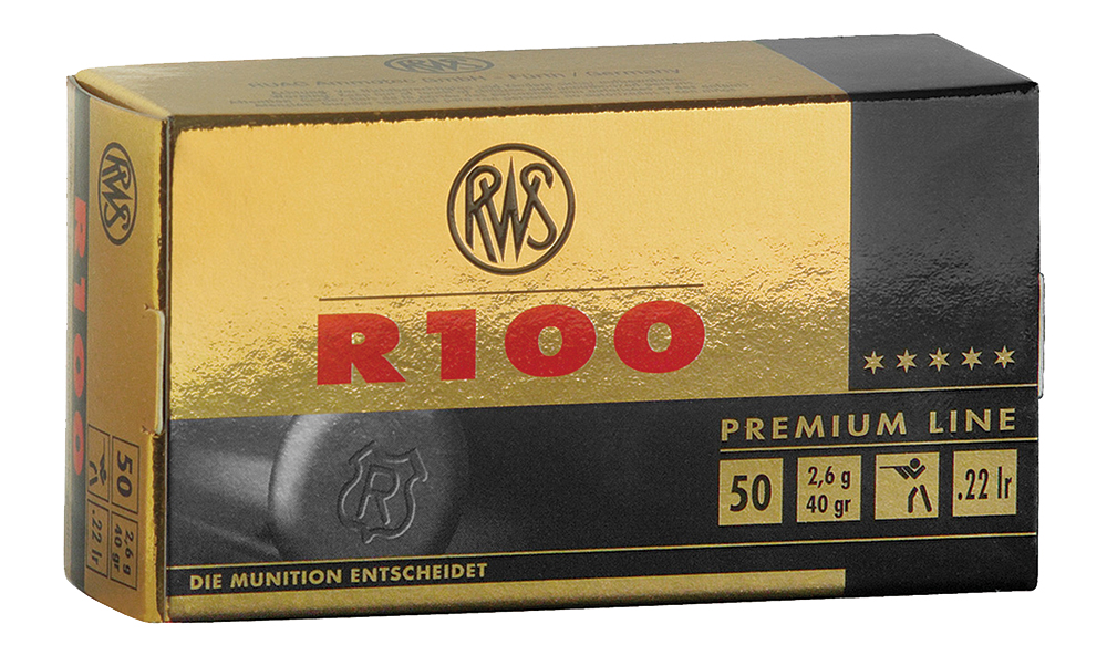 RWS/Umarex 2134195 R100 Premium Line 22LR 40gr Lead Round Nose 50 Per Box/100 Case