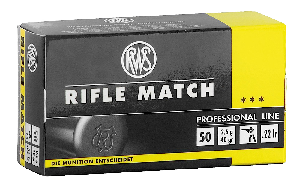 RWS Rifle Match 22LR 40gr LRN Ammunition 50/Box 100/Case